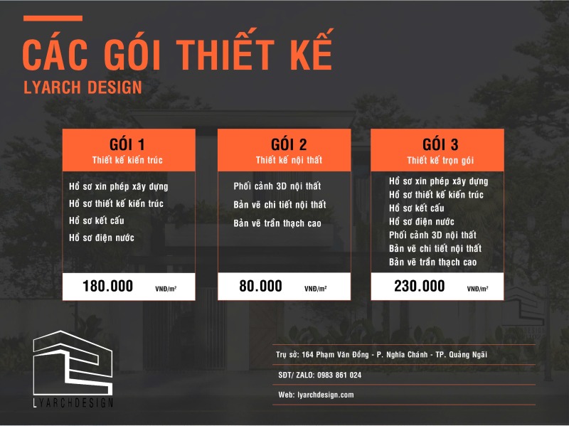 Bảng giá thiết kế nhà Quảng Ngãi