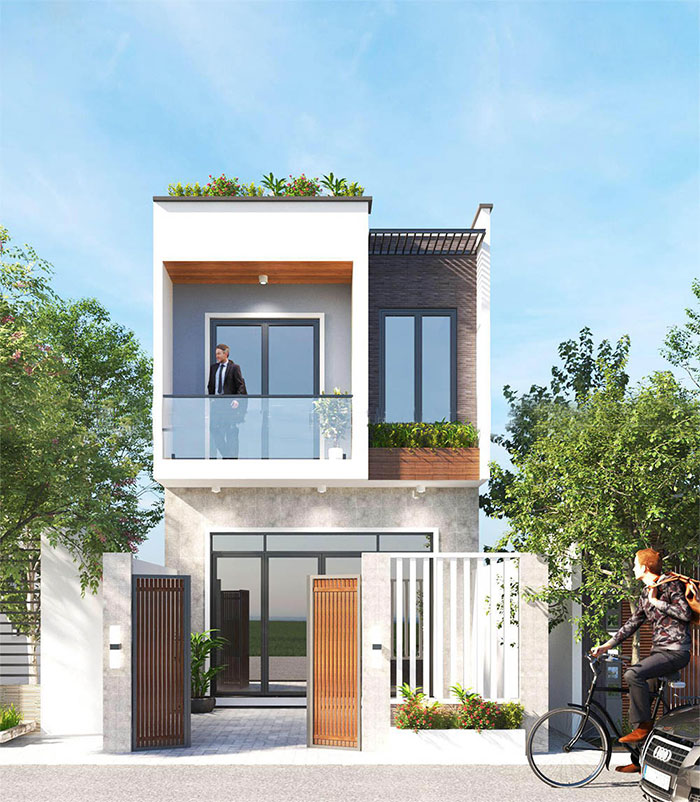 Thiết kế biệt thự 2 tầng mái bằng hiện đại có sân vườn đẹp | Phan Kiến Phát  Co.,Ltd