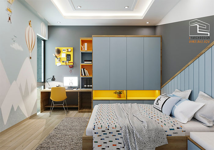 Phòng ngủ bé trai nhà phố 3 tầng đẹp đường Lê Quý Đôn