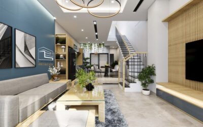 Cầu thang sắt tay vịn gỗ