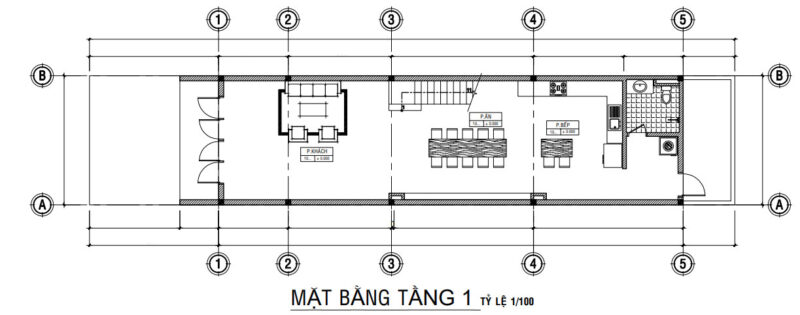 Mặt bằng tầng 1 nhà Phú Mỹ