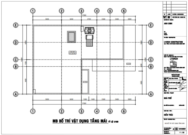 Mặt bằng bố trí tầng mái