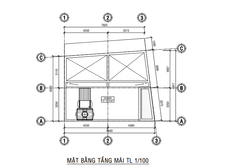 Mặt bằng công năng tầng mái
