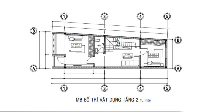 Nhà phố 3 tầng hiện đại tại đường Trần Hưng Đạo Mặt bằng công năng nhà phố 3 tầng đường Trần Hưng Đạo