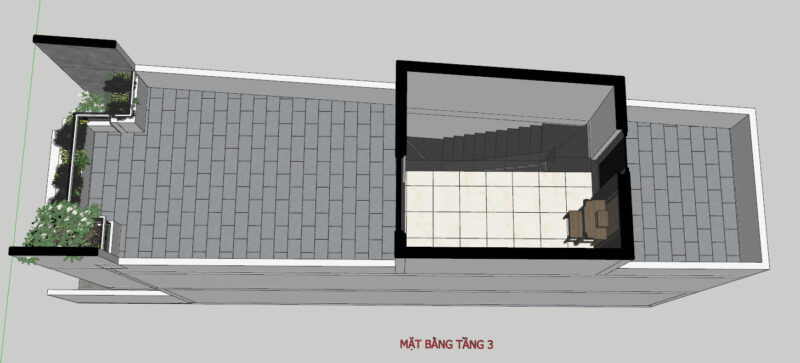 Nhà phố 3 tầng hiện đại tại đường Trần Hưng Đạo Mặt bằng tầng 3