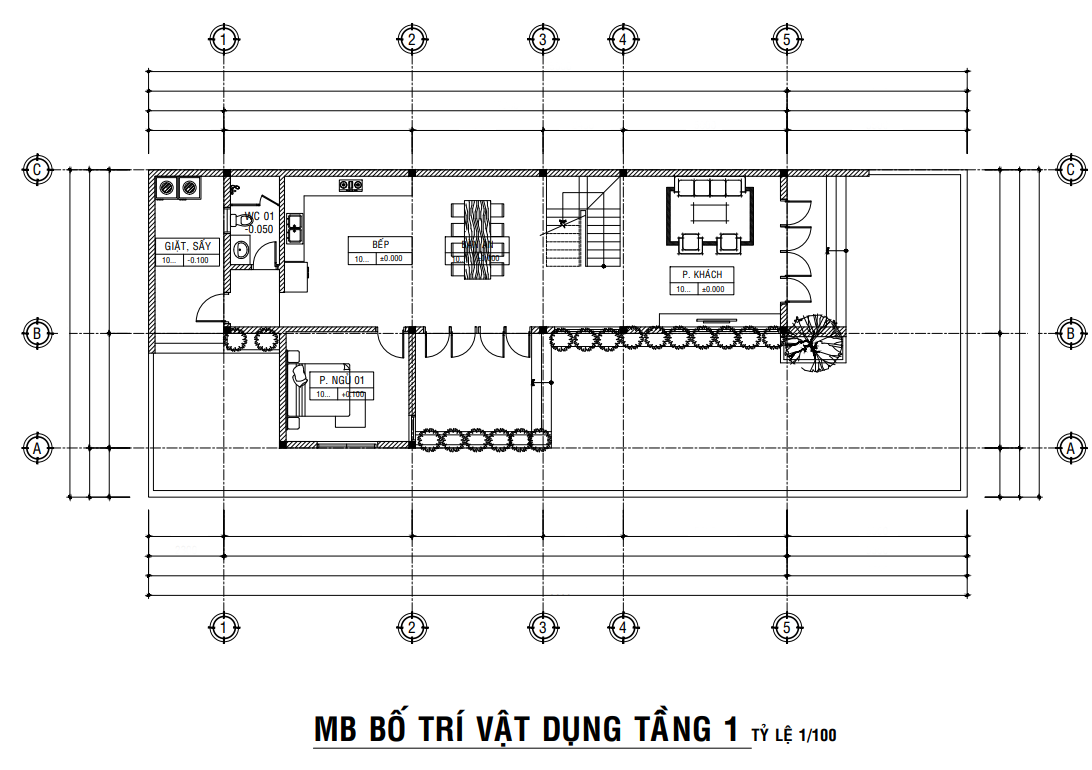 Mặt bằng bố trí vật dụng tầng 1