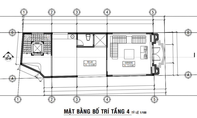 Mặt bằng tầng 4 nhà phố 5 tầng Tân Cổ Điển