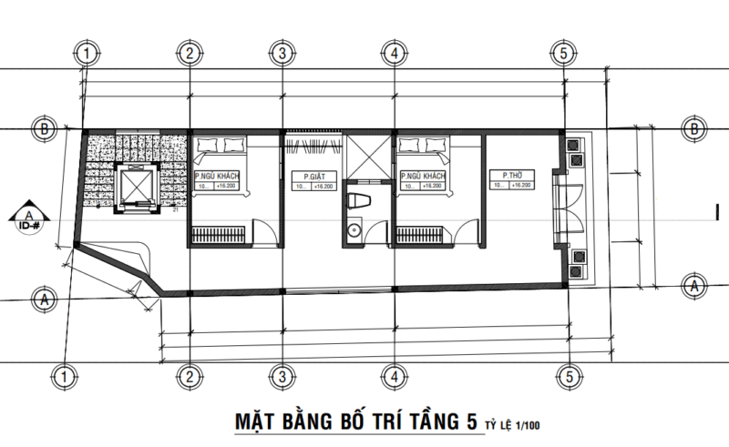 Mặt bằng tầng 5 nhà phố 5 tầng Tân Cổ Điển