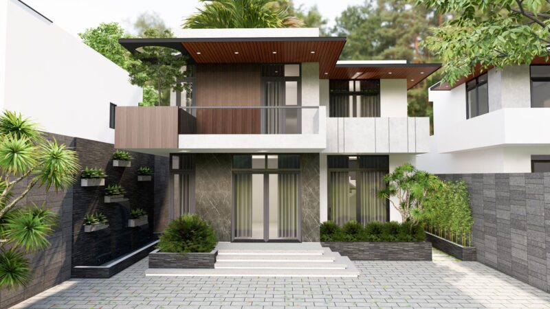 Nhà phố 2 tầng thời thượng Mẫu nhà phố 2 tầng 12.5x24 đẹp thời thượng