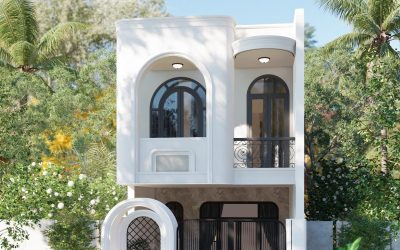 phối cảnh nhà phố 2 tầng phong cách hiện đại