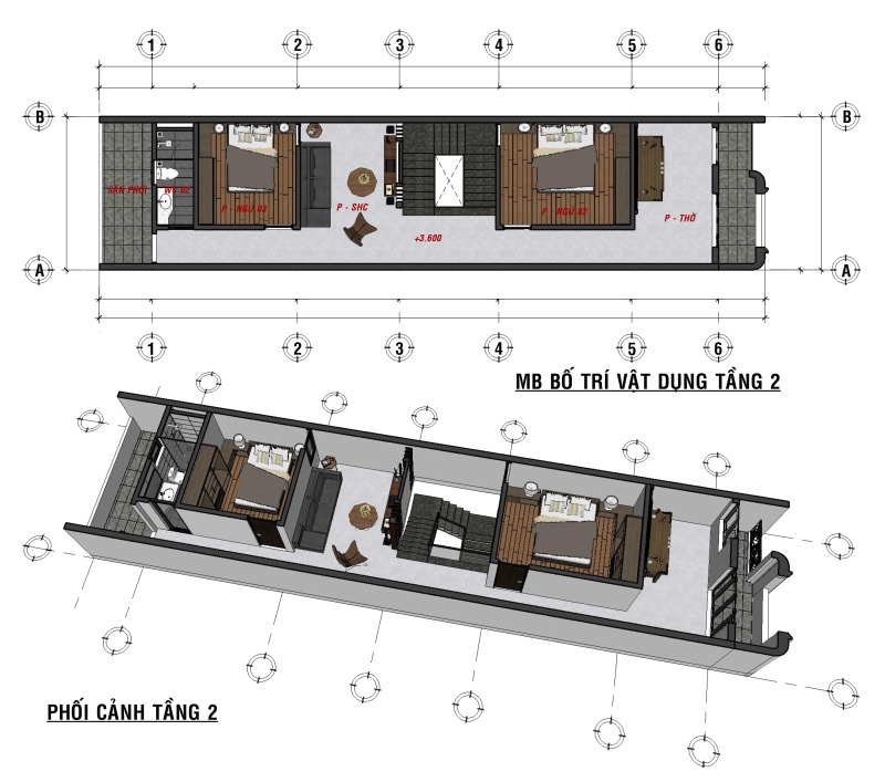 Nhà phố 2 tầng phong cách hiện đại 3