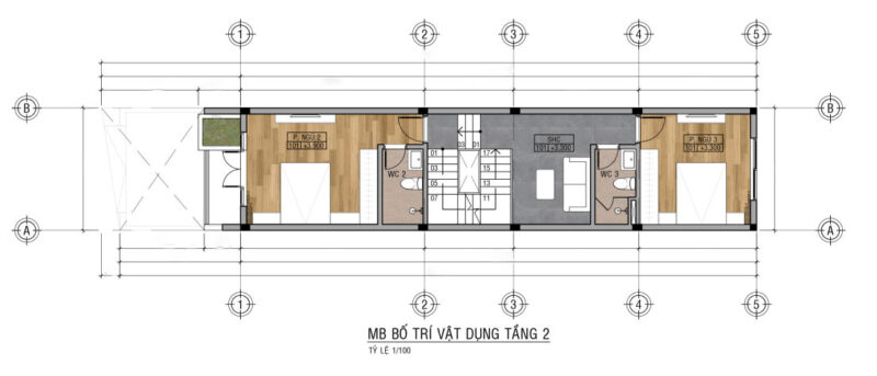 Mặt bằng bố trí công năng tầng 2