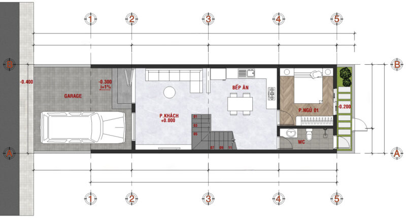 Mặt bằng công năng tầng 1