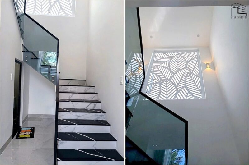 Công trình thực tế biệt thự 2 tầng Tân Cổ Điển tại Nghĩa Dung Cầu thang
