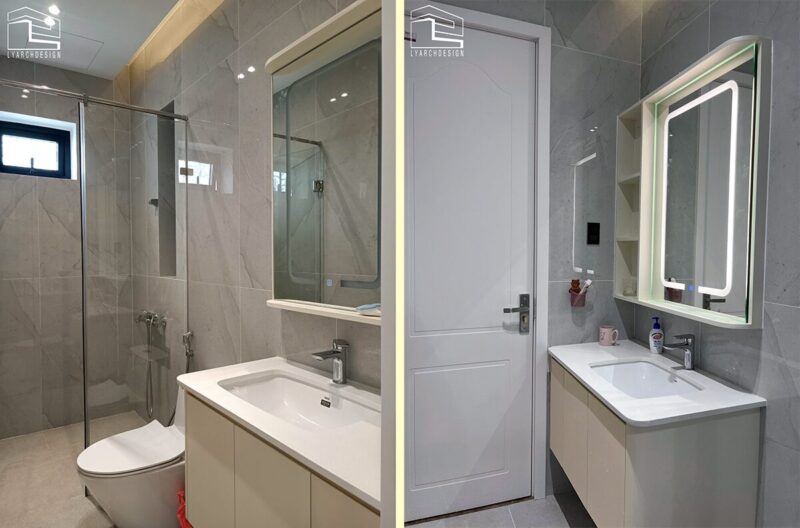 Hoàn thiện thi công trọn gói biệt thự 2 tầng đẳng cấp KĐT Uhome Phòng vệ sinh