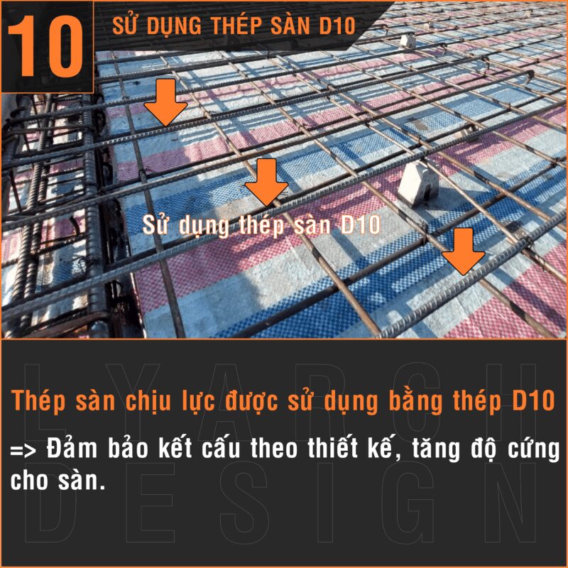Sử dụng thép sàn D10
