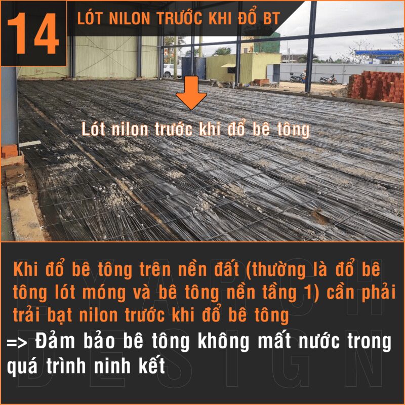 Lót nilon trước khi đổ bê tông