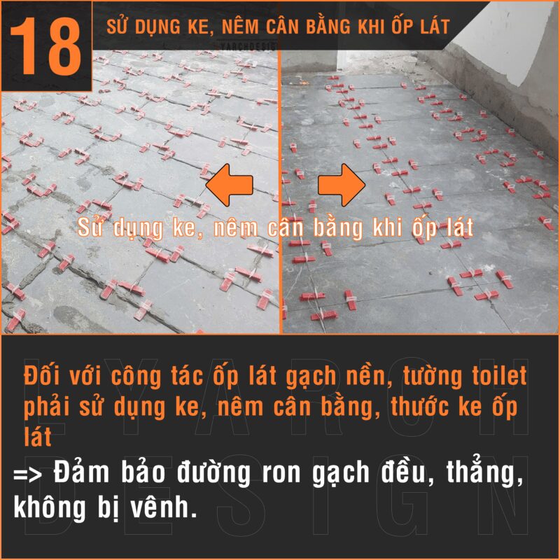 Sử dụng ke, nêm cân bằng khi ốp lát
