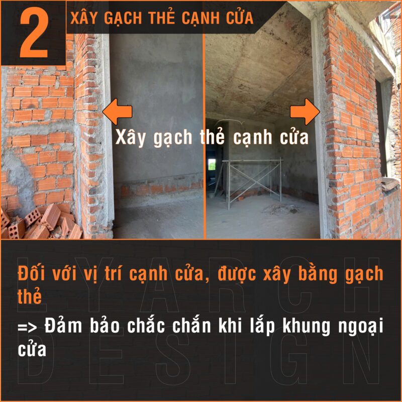 Xây gạch thẻ cạnh cửa