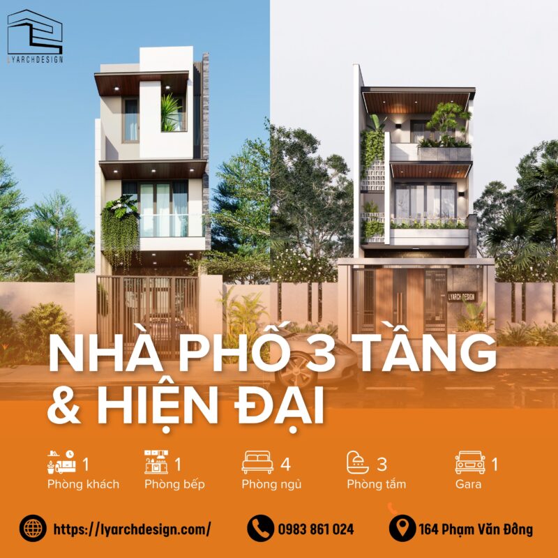 XÂY NHÀ TRỌN GÓI CÙNG LYARCHDESIGN_ THÁNG 9 _ 2025 Nhà phố 3 tầng hiện đại