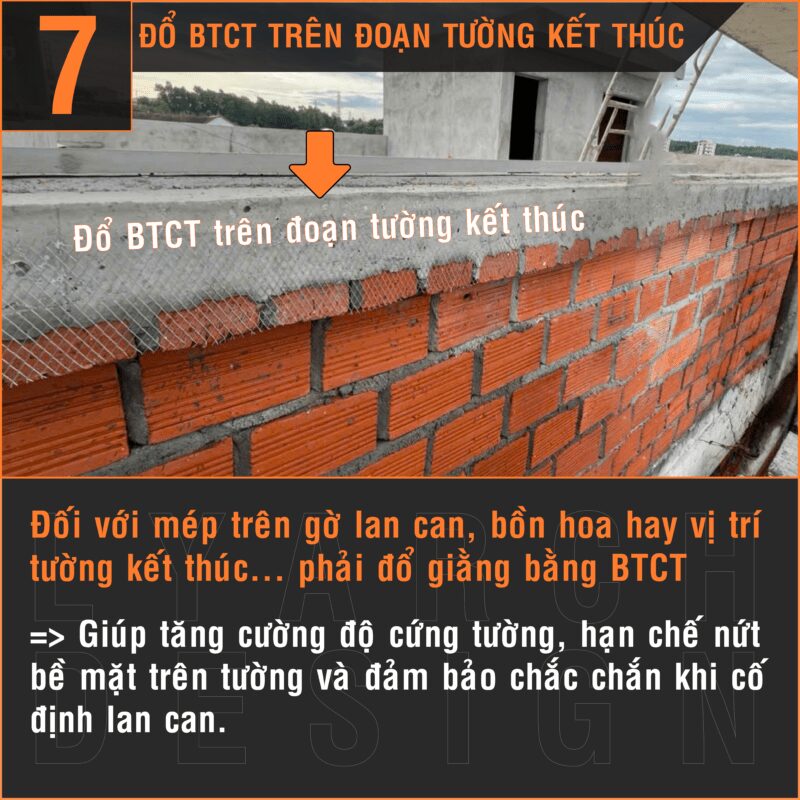 Đổ BTCT trên đoạn tường kết thúc