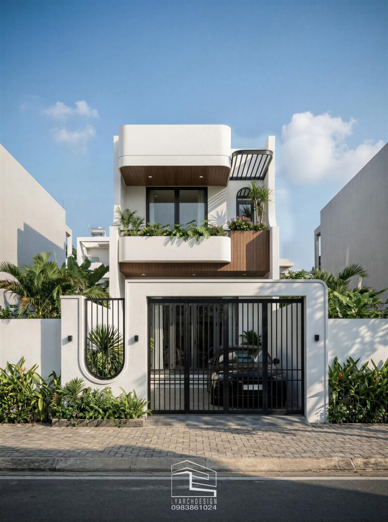 Nhà phố 2 tầng 5x20 hiện đại với thiết kế bo cong độc đáo tại KDC Phước Thạnh