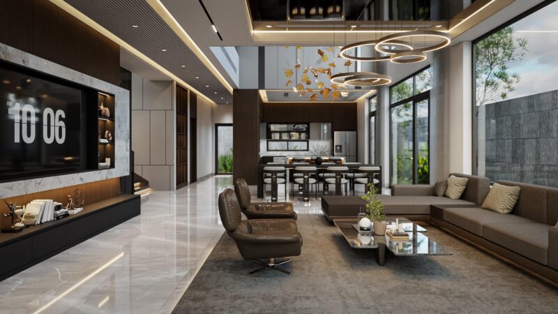 Phòng khách biệt thự 3 tầng