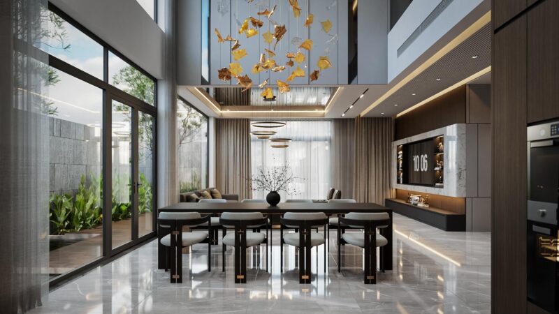 Phòng khách biệt thự 3 tầng