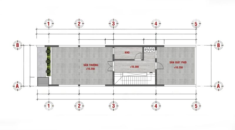 Nhà phố 4 tầng hiện đại – Tối ưu công năng, tinh tế trong từng đường nét Mặt bằng công năng tầng 4