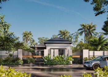 Phối cảnh biệt thự hiện đại 1 tầng mái Nhật