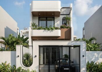 Nhà phố 2 tầng 5x20 hiện đại với thiết kế bo cong độc đáo tại KDC Phước Thạnh