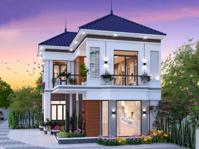 Mẫu thiết kế nhà 2 tầng chữ L 4 phòng ngủ đẹp mê mẩn